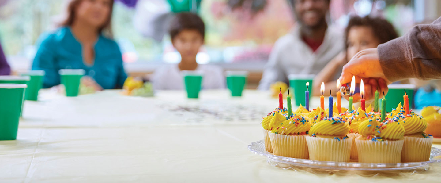 Birthday Party celebration with cupcakes at the Y.