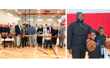 Spurlino Gymnasium ribbon cutting & Dominique Dennard on the right.